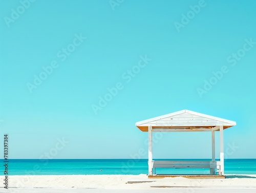 Beach Cabana, Private beach cabana under a bright, clear sky