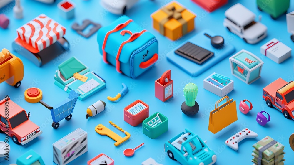 A collection of high-resolution 3D render sales icons is set, offering versatile symbols for commercial use A collection of high-resolution 3D render sales icons is set, offering versatile symbols for commercial use