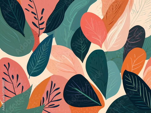 Leaf Illustration in Warm and Cool Tones for Background.