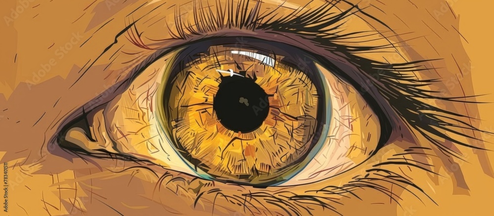 Person's eye seen up close, showcasing a striking yellow iris in detail