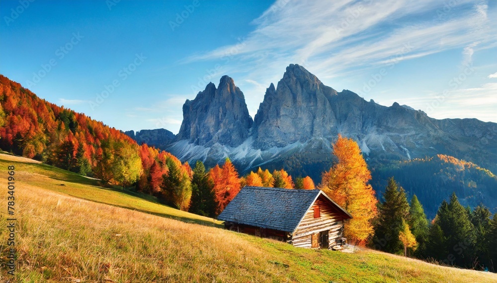 autumn at sasso della croce mountain south tyrol italy - obrazy, fototapety, plakaty 