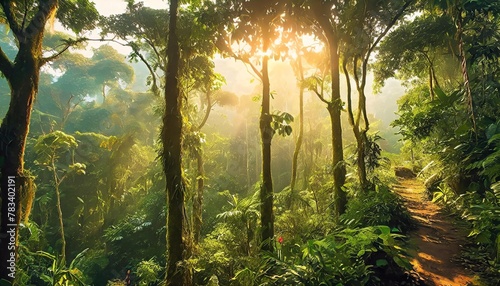 borneo rain forest trees jungle tropical land