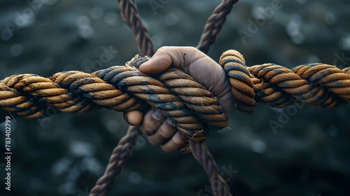 The concept of Group Trust is illustrated through different ropes tied and linked together to form a handshake shape, symbolizing faith, trusted partnership, and mutual support