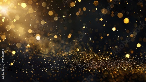 luxurious golden sparkles on festive black background elegant celebration backdrop shimmering gold confetti abstract