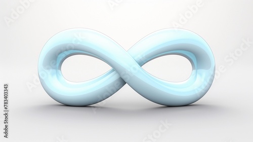3D Isolated Close-up Glossy Baby Blue Infinity Symbol