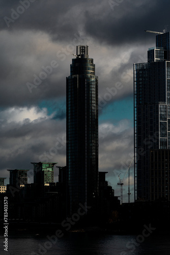 St George Wharf Tower as the sun goes down in London photo