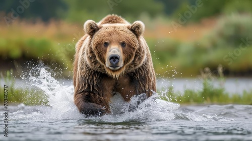 majestic brown bear emerging from the wilderness a powerful symbol of strength and resilience wildlife photography © Bijac