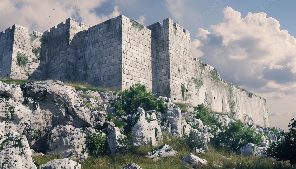 The ancient castle loomed on the hilltop, its stone walls steeped in history and legend