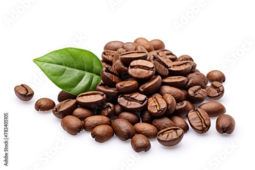 Coffee Beans With Leave Isolated On White
