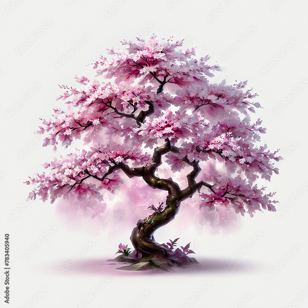 Fototapeta premium fractal sakura tree on white background