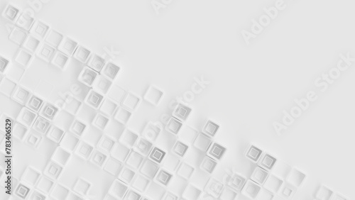 3D geometric cubes. 3d shapes. Color white and grey smooth 3D art