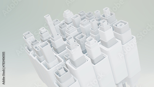 3D geometric cubes. 3d shapes. Color white and grey smooth 3D art