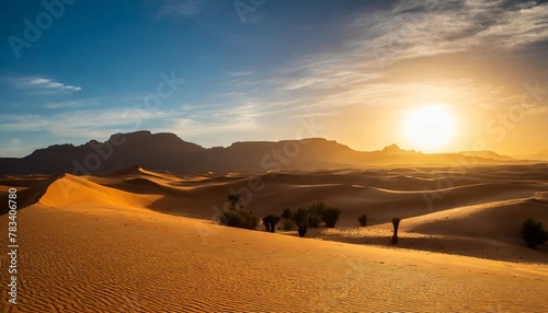 view of the sahara desert at sunset djanet algeria africa