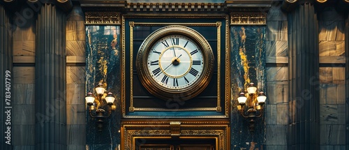Stock exchange clock, timeless symbol, accurate time, central focal point