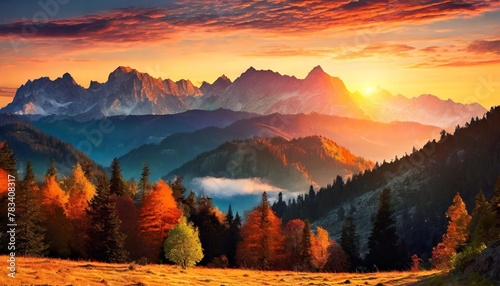 the dawn s early rays transform the autumnal mountain landscape #783408317