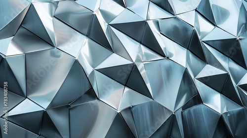 A close-up abstract view showcasing modern aluminum ventilated triangles adorning a building facade.
 photo
