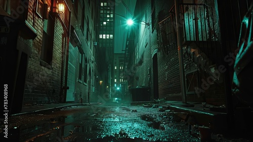 Wallpaper Mural A dimly lit and eerie urban city alleyway under the cover of night. Torontodigital.ca