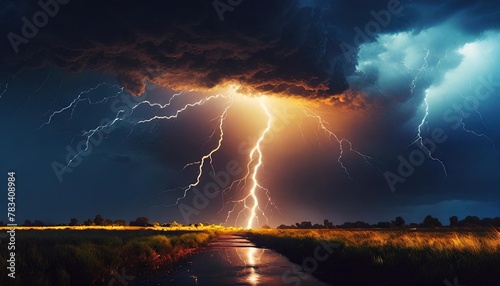 lighting thunder background image ai image generative