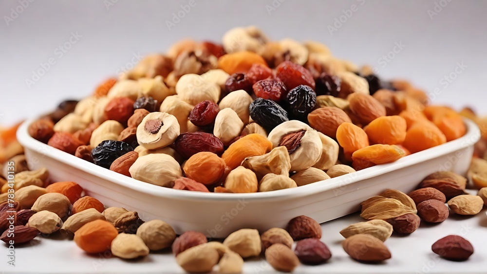 Dried Delectables: Close-Up of All Dry Fruits in Tray, Captured from Above Dried Delectables: Close-Up of All Dry Fruits in Tray, Captured from Above
