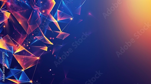 Modern paper documents with a horizontal banner on a dark blue background. dazzling low polygonal design photo