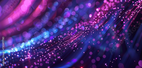 vibrant optical fibers transmitting data with neon lights photo