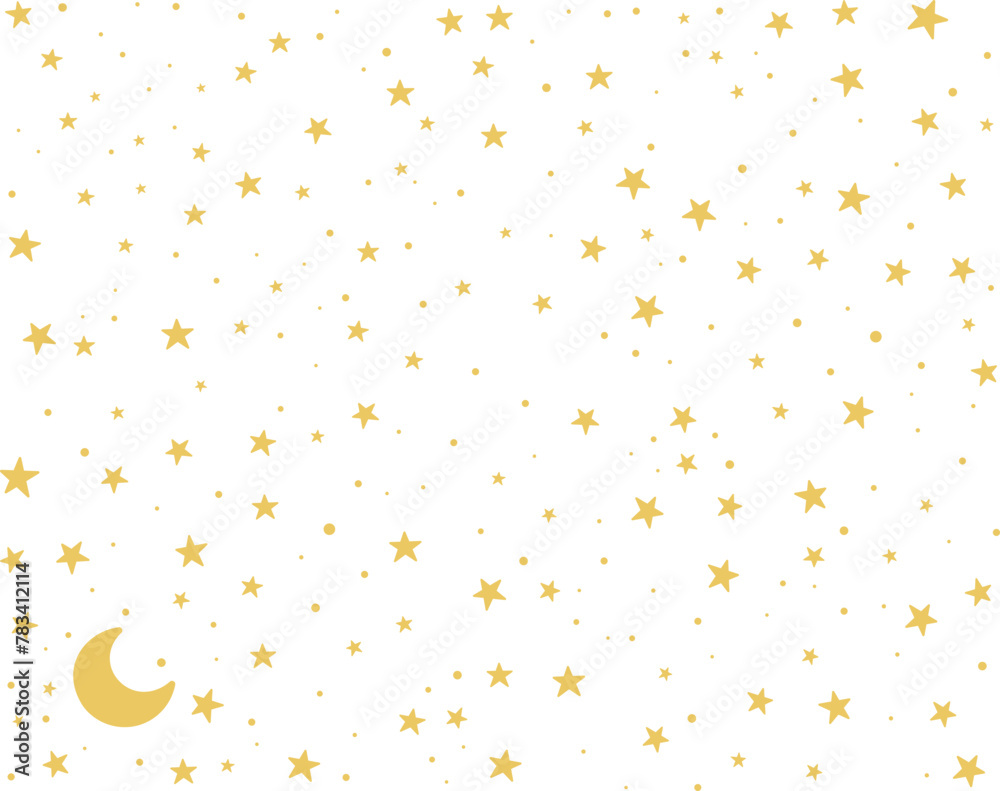starry night on frame 4x3 rescent moon below, eid virtual background, horizontal presentation, idul adha idul fitri ramadhan