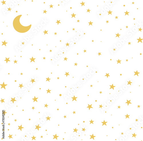 starry night on frame 1x1 crescent moon above, eid background sosial media, sosmed post, idul adha idul fitri ramadhan