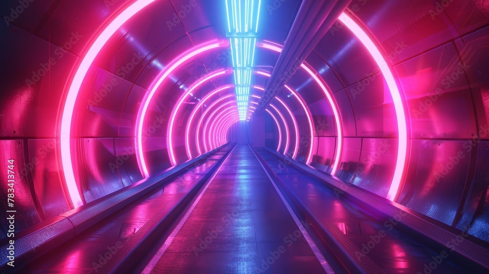 neon lights speed tunnel background futuristic abstract illustration neon lights speed tunnel background futuristic abstract illustration