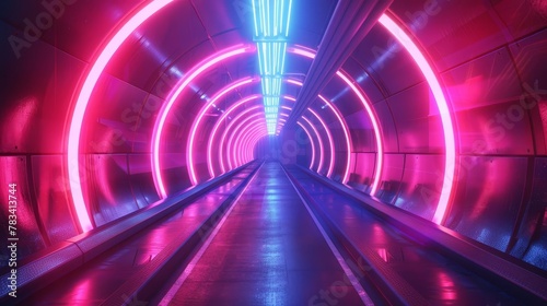 neon lights speed tunnel background futuristic abstract illustration
