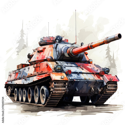 Watercolor Armenian Marder traktor, clipart Illustration, Generative Ai