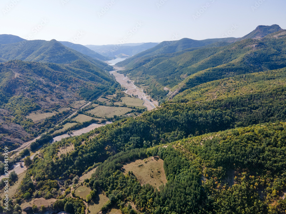 Aerial view of Borovitsa River at Rhodope Mountains, Bulgaria