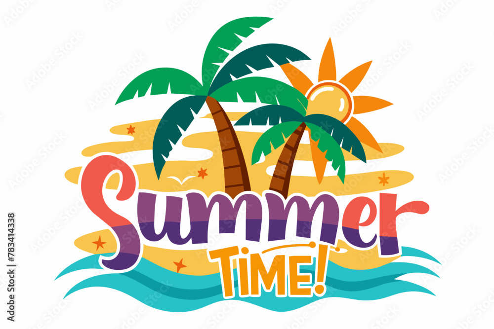 -summer-time---palm-tree--beach-party-vector illustration