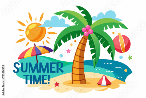 -summer-time---palm-tree--beach-party-vector illustration