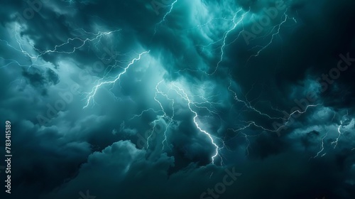 realistic lightning bolts striking in dark stormy sky natures electrifying display weather photograph