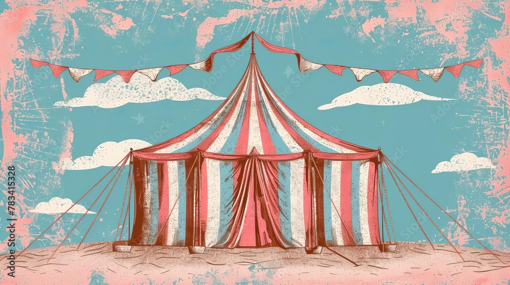 red and white striped circus tent carnival entertainment venue vintage ...