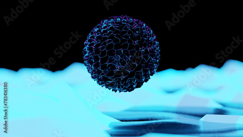 3d loop animation of a fantasy environment with an organic sphere