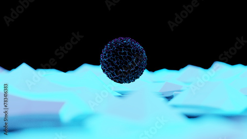 3d loop animation of a fantasy environment with an organic sphere
