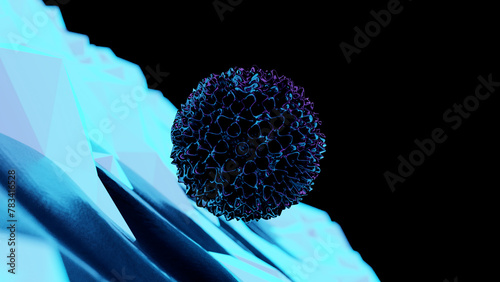 3d loop animation of a fantasy environment with an organic sphere