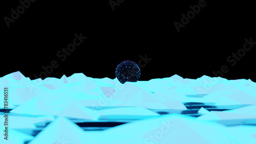 3d loop animation of a fantasy environment with an organic sphere