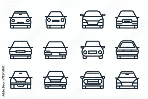 Car dealership, thin line icon set. Symbol collection in transparent background. Editable vector stroke. 512x512 Pixel Perfect. vector icon, white background, black colour icon