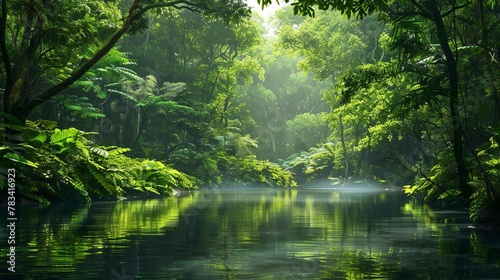 serene river reflections in lush forest haven wildlife photog illustration