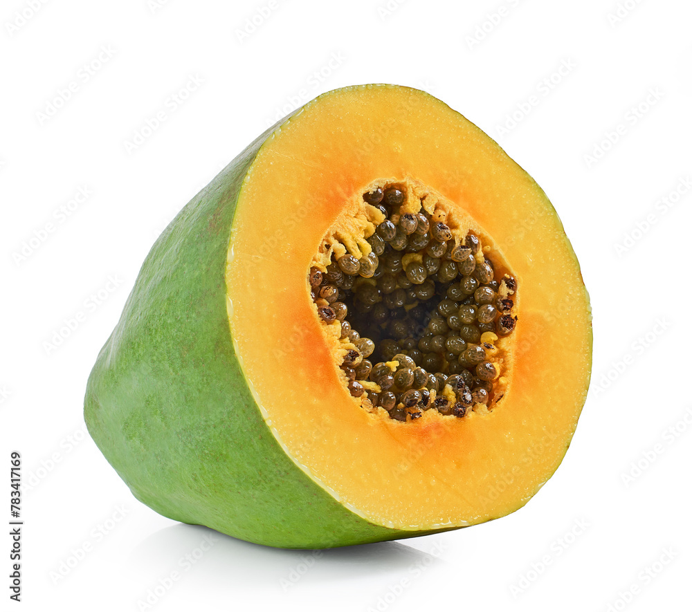 fresh cut of ripe halved papaya fruit