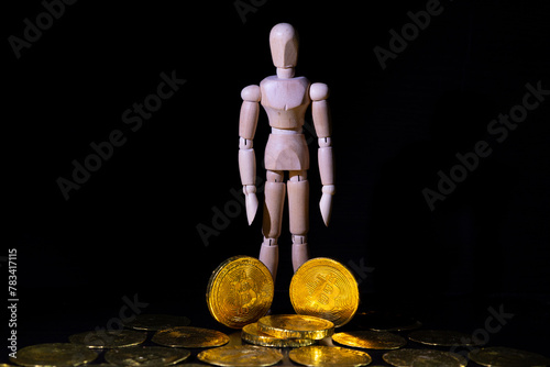 Kryptowaluta Bitcoin, złote monety  photo