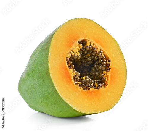 fresh cut of ripe halved papaya fruit