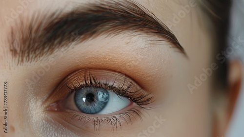 Long-lasting eyebrow styling and eyebrow coloring are done by the makeup artist. Laminate your eyebrows. makeup and facial care performed by experts. photo