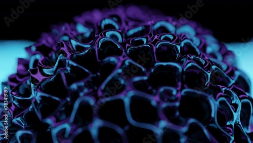 3d loop animation of a fantasy environment with an organic sphere