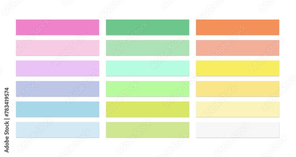 Fototapeta premium Set of isolated colored stickers for notes on a transparent background. Colored sticky tapes with real shadow. Color sticky papers notes. Illustration clipart images png.