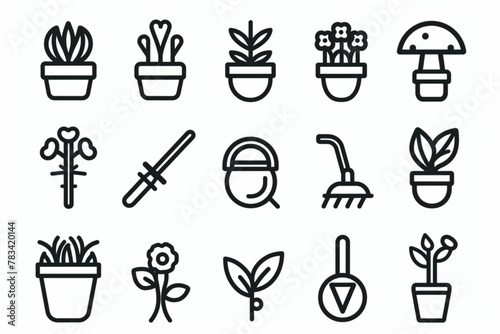 Gardening and seeding activities thin line icon set 2 of 2. Symbol collection in transparent background. Editable vector stroke. 512x512 Pixel Perfect. vector icon, white background, black colour icon