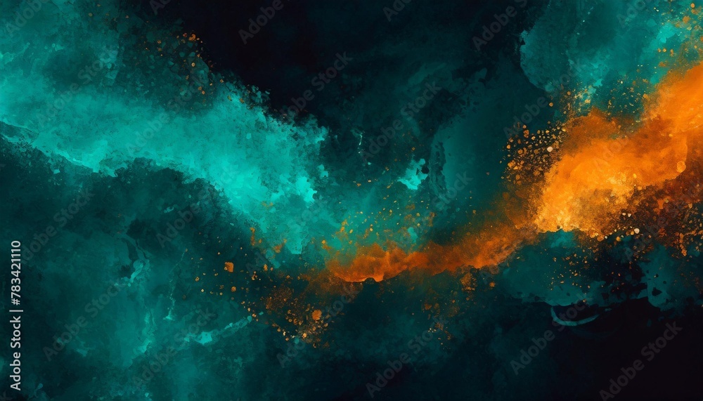 teal and orange abstract watercolor background digital painting generative ai