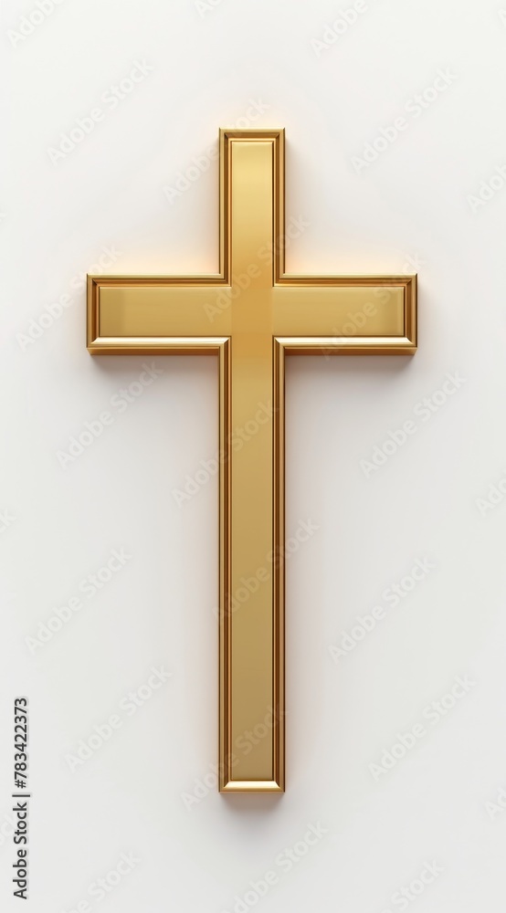 Golden cross on a white background